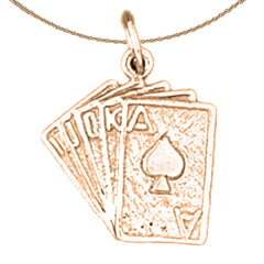 Colgante de póquer de escalera real de espadas de oro de 14 quilates o 18 quilates