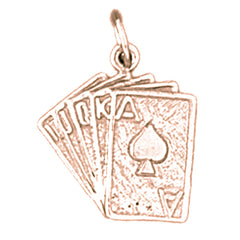 14K or 18K Gold Spades Royal Flush Poker Pendant