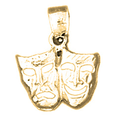 14K or 18K Gold Laugh & Cry Drama Mask Pendant