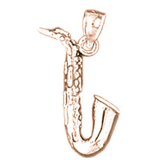 14K or 18K Gold 3D Saxophone Pendant