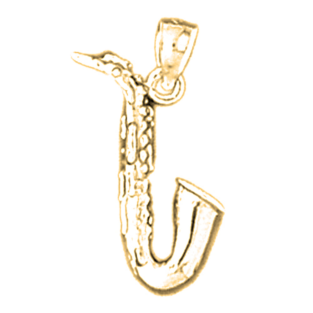 14K or 18K Gold 3D Saxophone Pendant