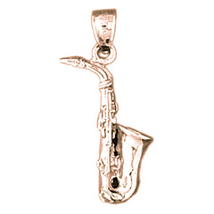 14K or 18K Gold 3D Saxophone Pendant