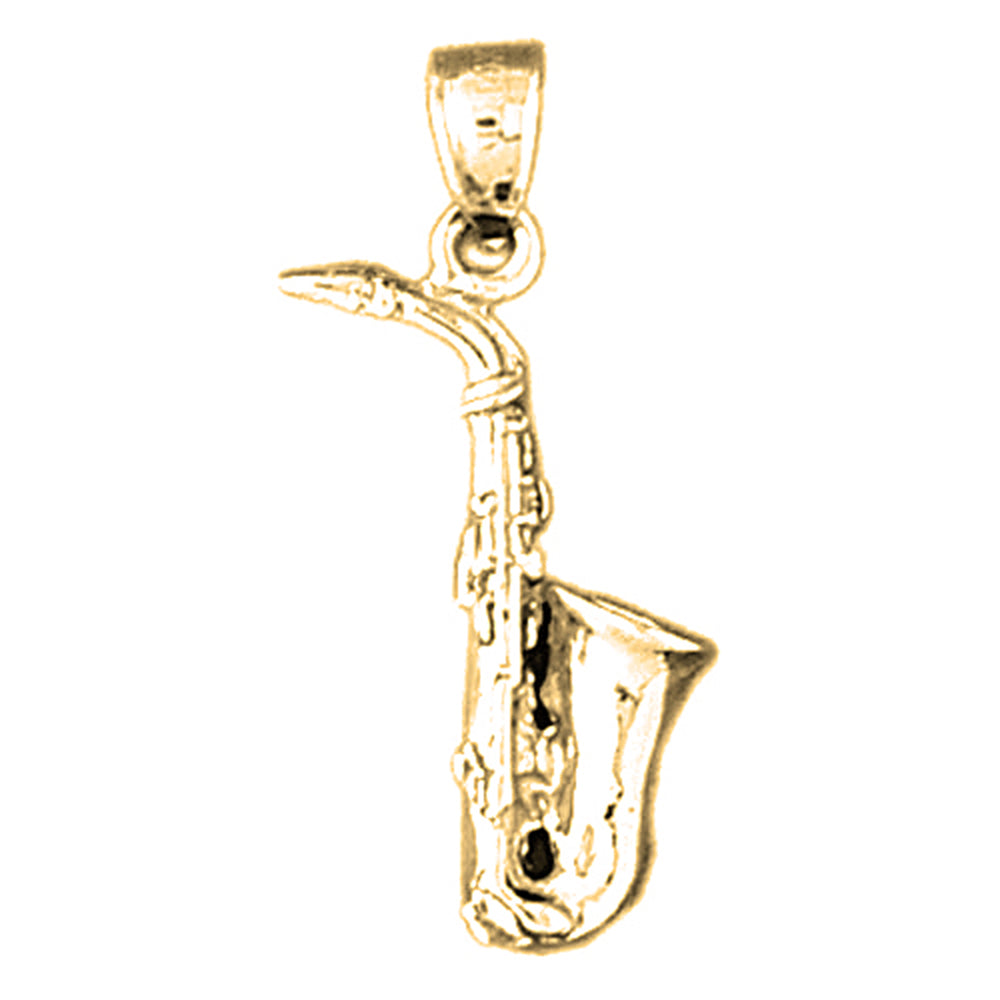 14K or 18K Gold 3D Saxophone Pendant