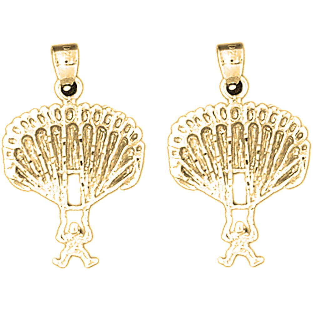 14K or 18K Gold 27mm Parachute Earrings