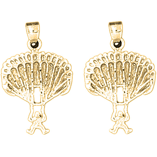 14K or 18K Gold 27mm Parachute Earrings