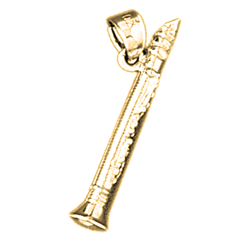 14K or 18K Gold 3D Flute Pendant