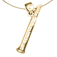 14K oder 18K Gold 3D Flötenanhänger