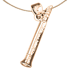 14K oder 18K Gold 3D Flötenanhänger