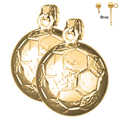 14K or 18K Gold 3D Soccer Ball Earrings