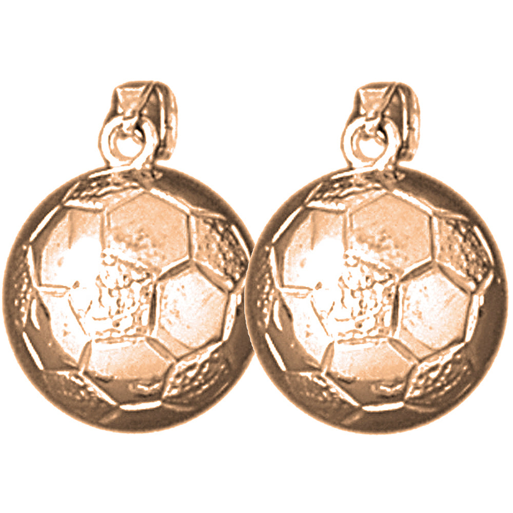 14K or 18K Gold 19mm 3D Soccer Ball Earrings