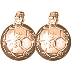 14K or 18K Gold 19mm 3D Soccer Ball Earrings