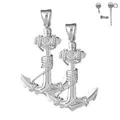 14K or 18K Gold Anchor With Rope 3D Earrings