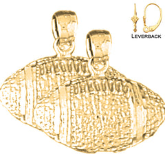 Sterling Silver 18mm Football Earrings (White or Yellow Gold Plated)