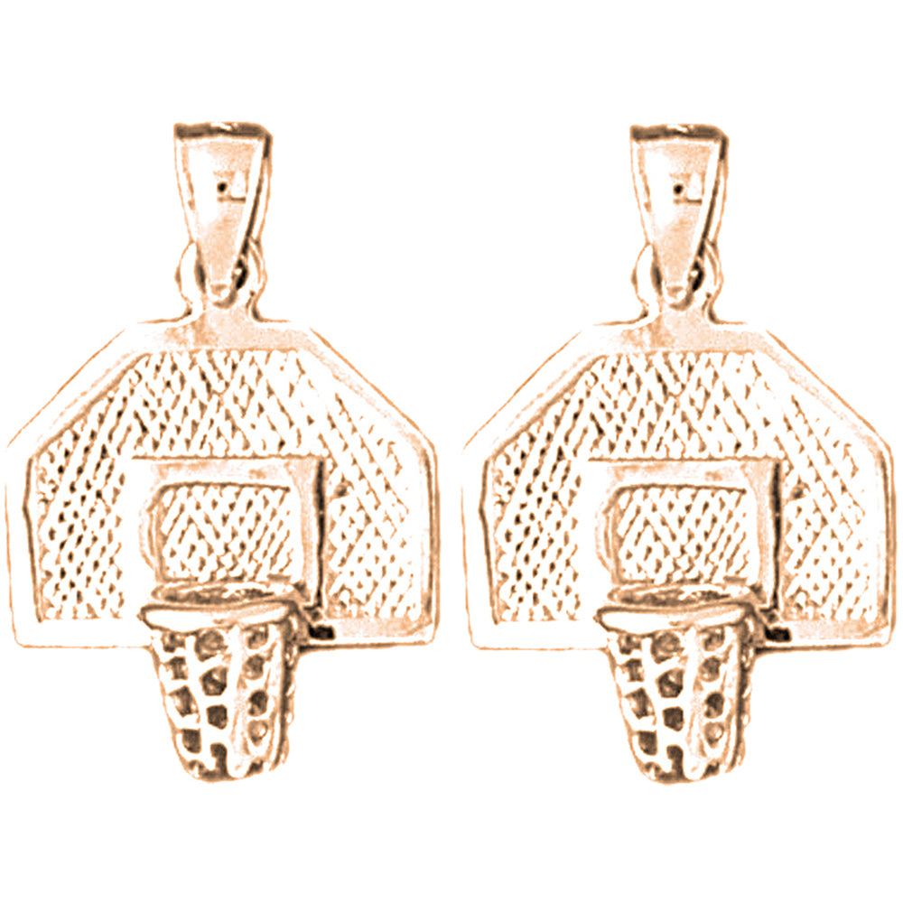 14K or 18K Gold 24mm Basketball Hoop Earrings