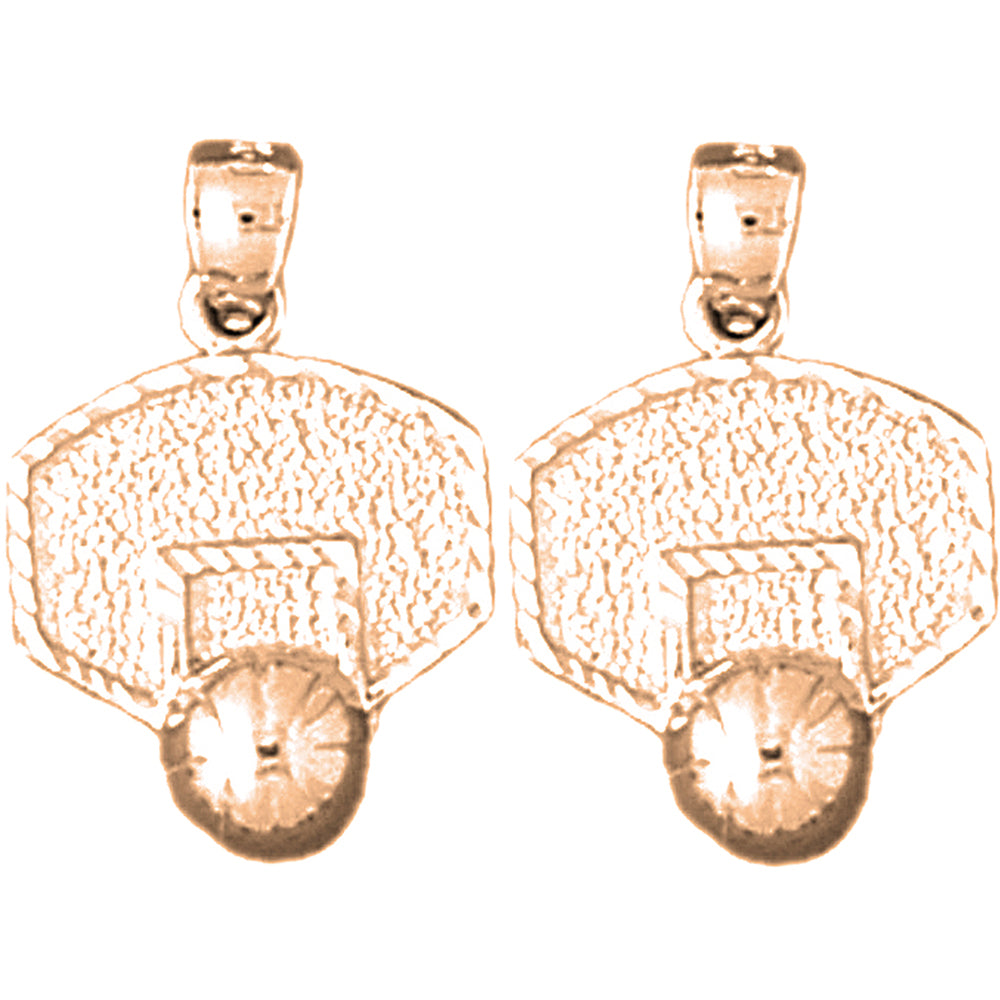 14K or 18K Gold 20mm Basketball Hoop Earrings