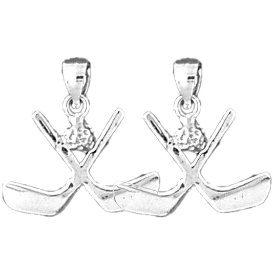 Sterling Silver 19mm Hockey Stick Earrings