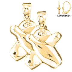 14K or 18K Gold Bowling Pin And Ball Earrings