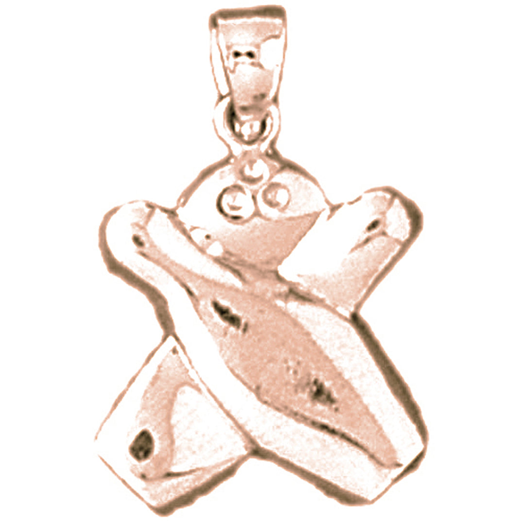 14K or 18K Gold Bowling Pin And Ball Pendant