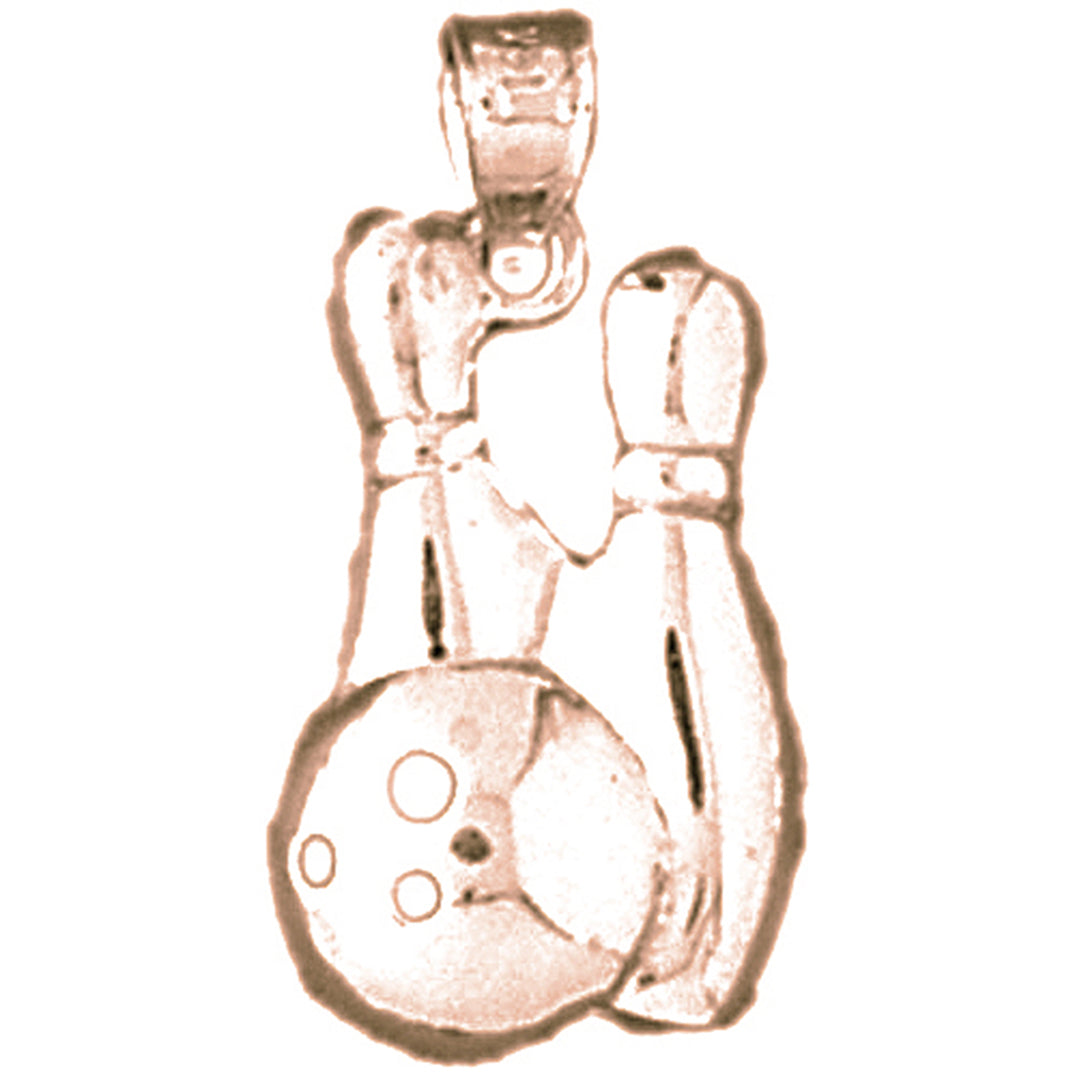 14K or 18K Gold Bowling Pin And Ball Pendant