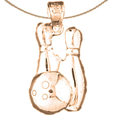 14K oder 18K Gold Bowling Pin und Ball Anhänger