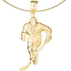 14K or 18K Gold Hockey Player Pendant
