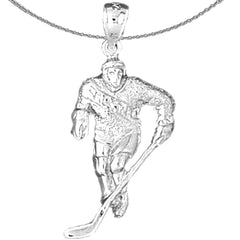 14K or 18K Gold Hockey Player Pendant