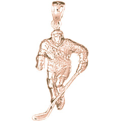 14K or 18K Gold Hockey Player Pendant