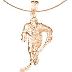 14K or 18K Gold Hockey Player Pendant