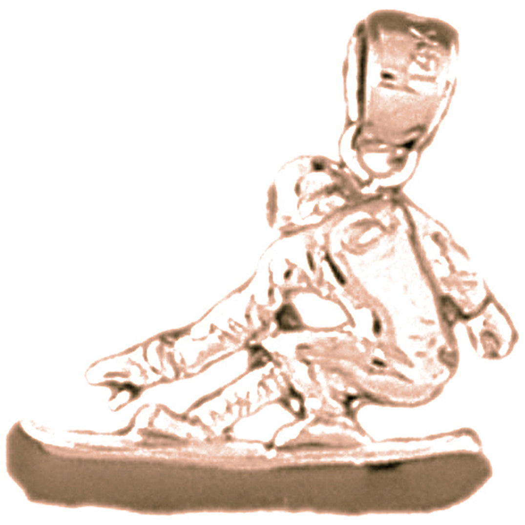 14K or 18K Gold Snowboarding Pendant