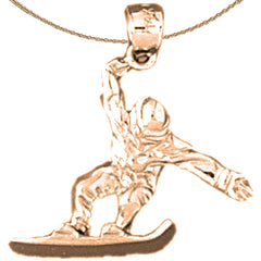 14K or 18K Gold Snowboarding Pendant