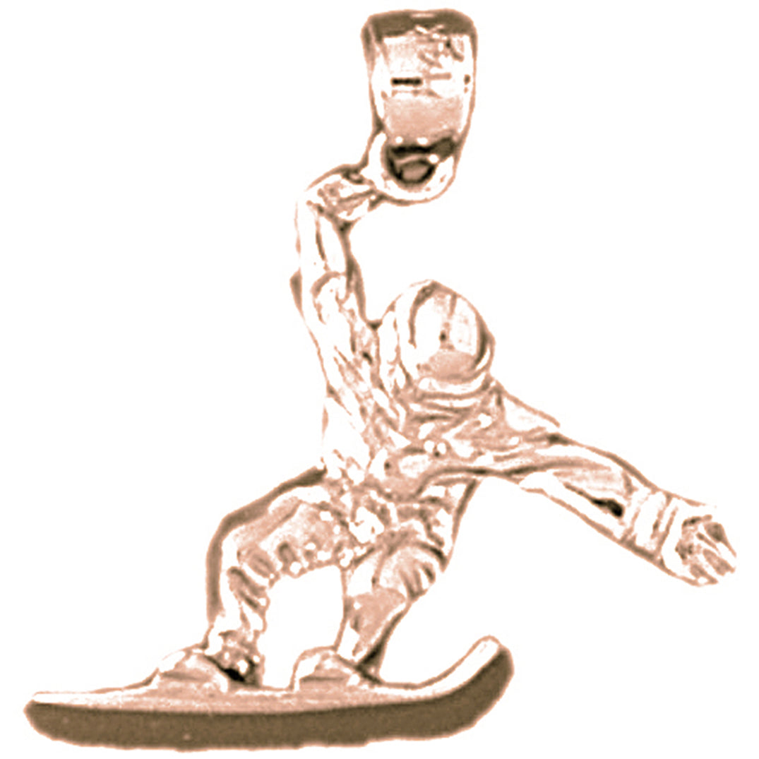 14K or 18K Gold Snowboarding Pendant