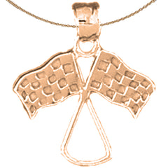 Rennflaggen-Anhänger aus 14 Karat oder 18 Karat Gold