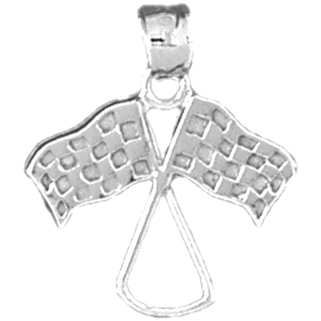 14K or 18K Gold Racing Flag Pendant