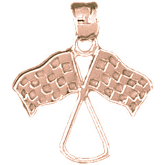 14K or 18K Gold Racing Flag Pendant