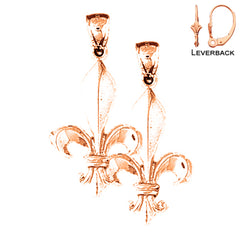 Pendientes Flor de Lis de Oro de 14K o 18K de 31mm