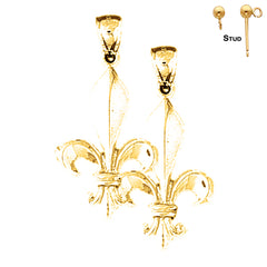 Pendientes Flor de Lis de Oro de 14K o 18K de 31mm