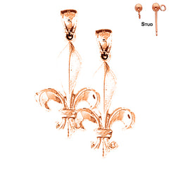 Pendientes Flor de Lis de Oro de 14K o 18K de 31mm