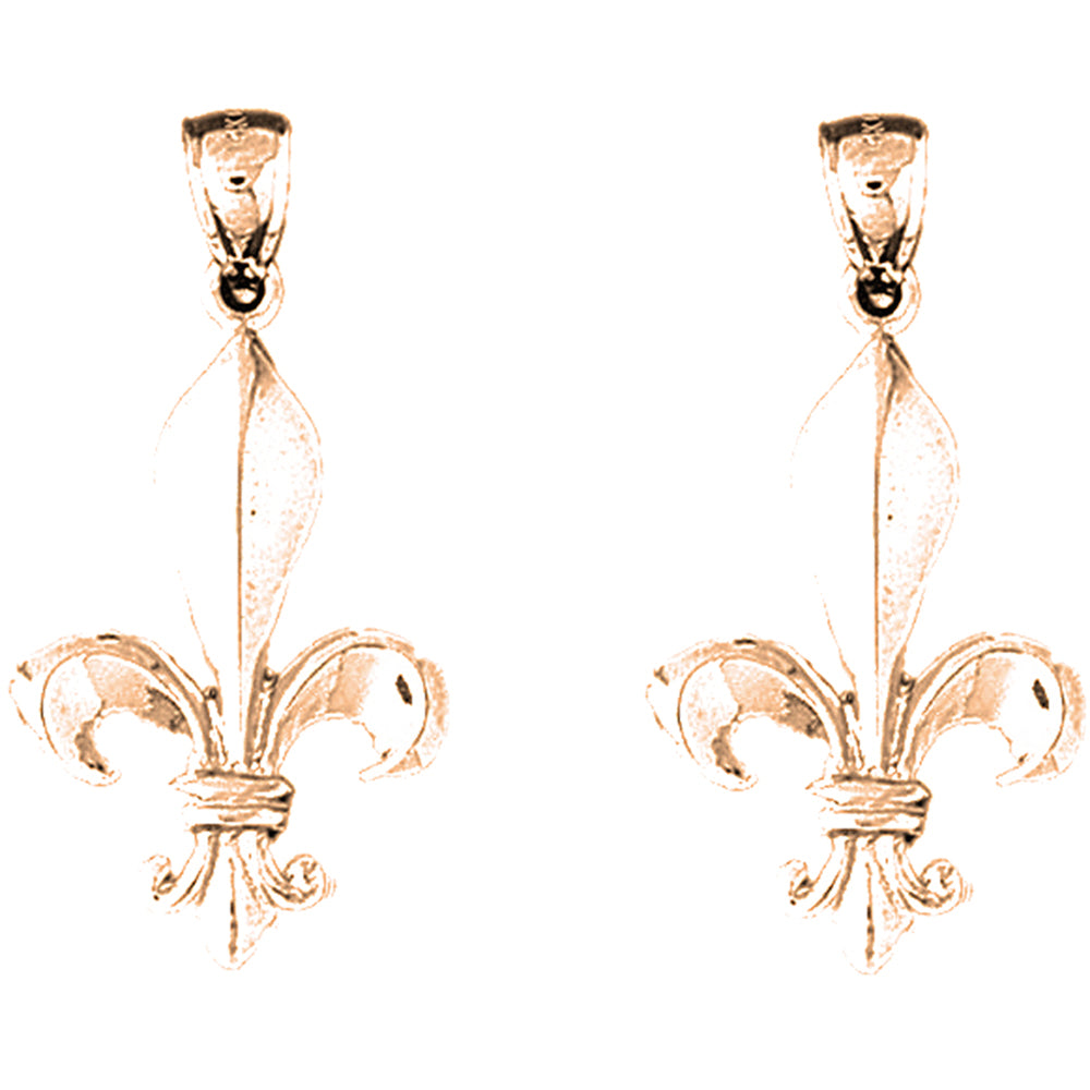 14K or 18K Gold 31mm Fleur de Lis Earrings