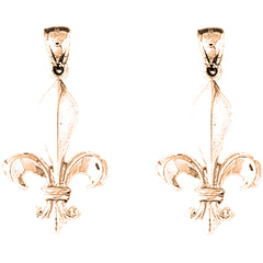 14K or 18K Gold 31mm Fleur de Lis Earrings