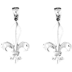 Sterling Silver 31mm Fleur de Lis Earrings