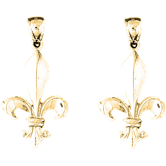 14K or 18K Gold 31mm Fleur de Lis Earrings