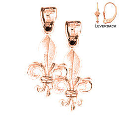 14K oder 18K Gold 22mm Fleur de Lis Ohrringe