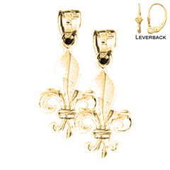 14K oder 18K Gold 22mm Fleur de Lis Ohrringe