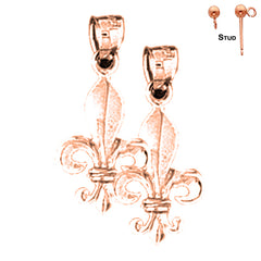 14K oder 18K Gold 22mm Fleur de Lis Ohrringe