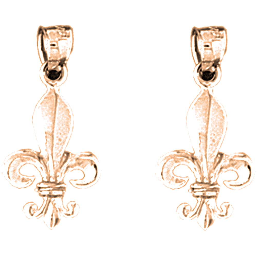 14K or 18K Gold 22mm Fleur de Lis Earrings