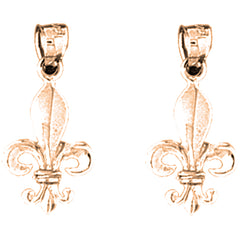 14K or 18K Gold 22mm Fleur de Lis Earrings