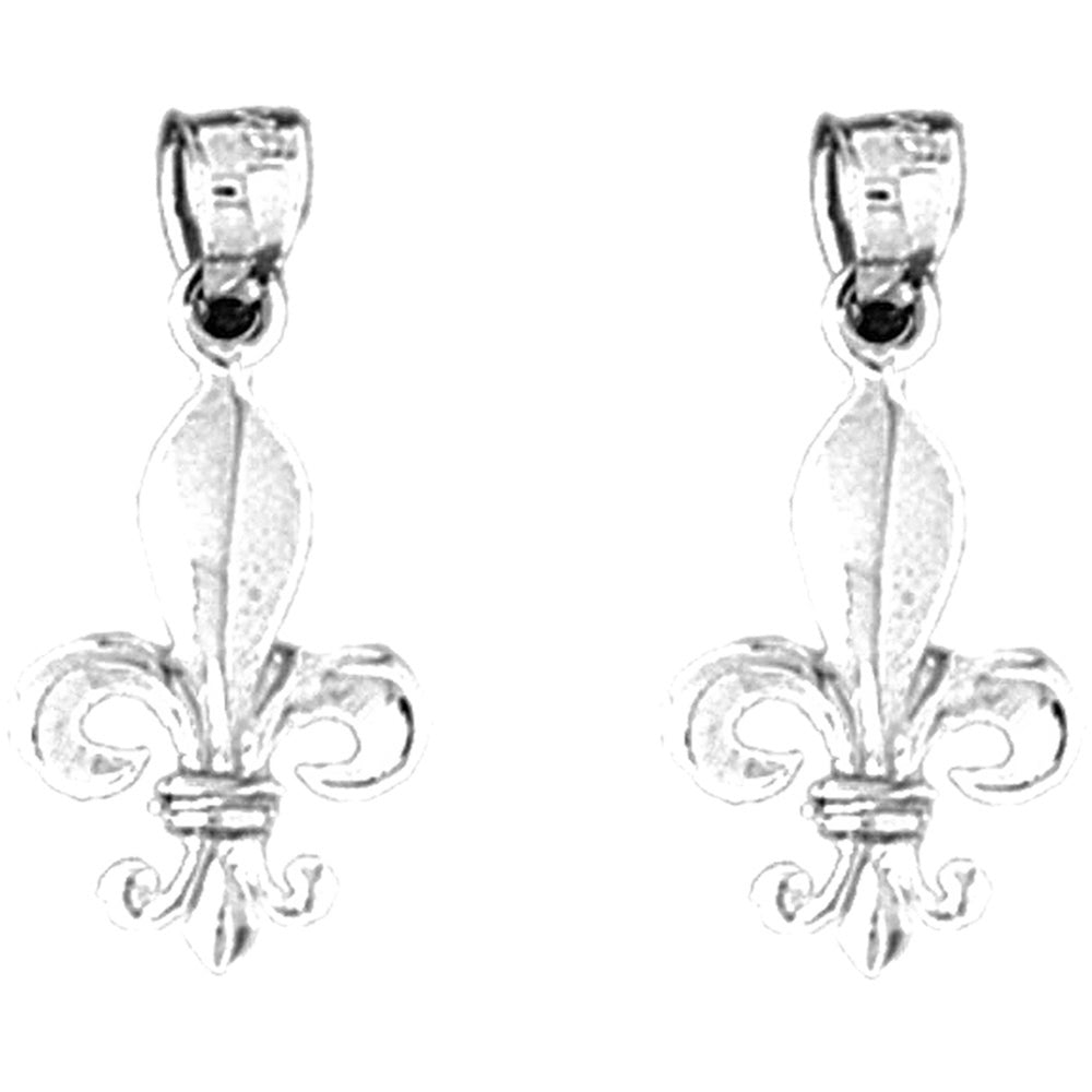 Sterling Silver 22mm Fleur de Lis Earrings