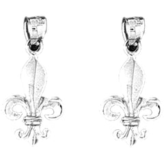 Sterling Silver 22mm Fleur de Lis Earrings