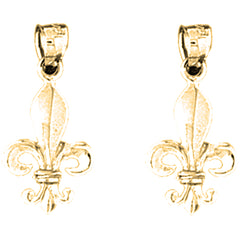 14K or 18K Gold 22mm Fleur de Lis Earrings