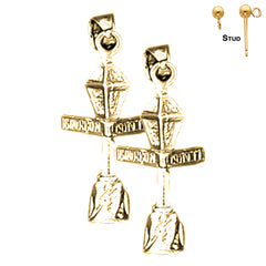 Sterling Silver 26mm Bourbon Street Light Post Earrings (White or Yellow Gold Plated)
